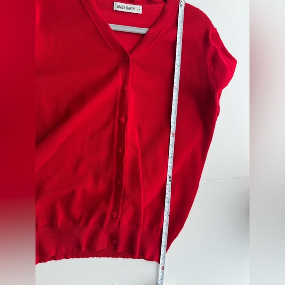 Grace Karin Cardigan Red Size Medium - Picture 3 of 4